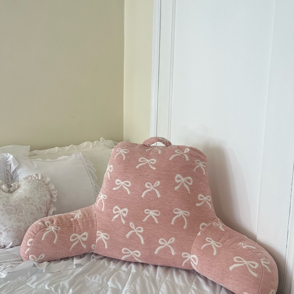 Pink Bow Patterned Backrest Pillow 🎀
